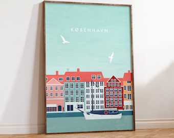 Copenhagen Poster, Scandinavian wall art, nordic Denmark travel print