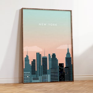 New York Skyline Poster – Minimalist New York City Wall Art – Urban Print – NYC Art – Cityscape Decor – Gift for Travelers