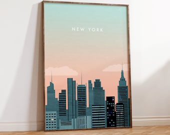 New York Skyline Poster – Minimalist New York City Wall Art – Urban Print – NYC Art – Cityscape Decor – Gift for Travelers