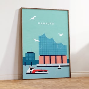 Póster de Hamburgo, estampado Elbphilharmonie, decoración de pared nórdica de estilo minimalista