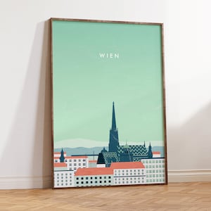 Cartel de Viena, cuadro de Austria, cartel de la ciudad, cartel de viaje, cuadro de Viena en diseño minimalista