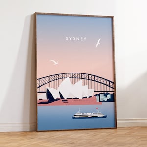 Poster di Sydney, Poster dell'Australia, Stampa di Sydney, Poster di viaggio, Arte della parete minimalista