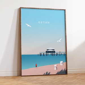 Baltic Sea Poster Minimalist Design | Modern Wall Art | Coastal Illustration | Beach Decor | Maritime Art Print for Your Home