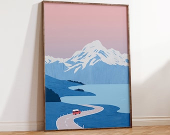 New Zealand Print, New Zealand Poster, NZ Travel wall art, vanlife decor