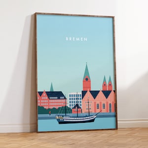 Bremen Poster, Germany Print, Travel Poster Print, City Poster image 1