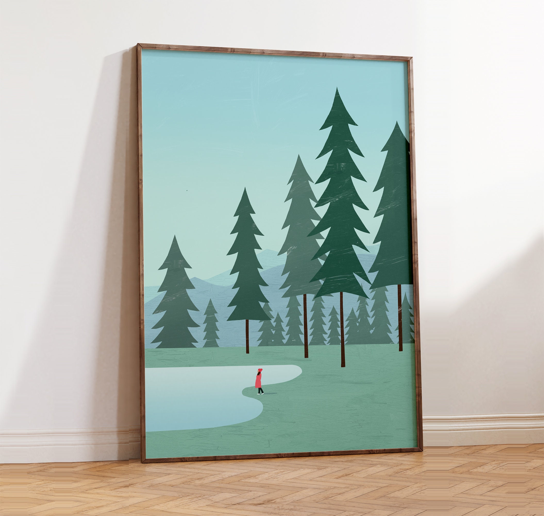 Forest picture, forest landscape poster, nature wall decoration