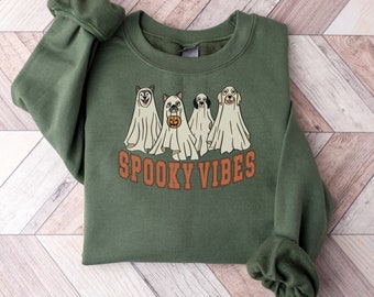 Dog ghost halloween sweatshirt, ghost mask, pumpkin sweatshirt, crewneck, shirt, fall sweatshirt, halloween dog ghost crewneck, halloween