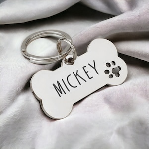 Étiquette d’identification de chien, étiquette de nom de chien gravée personnalisée, logo personnalisé d’étiquette de chien de qualité, étiquette de chien en argent avec nom, numéros de téléphone pour chiens, étiquette de chien en os