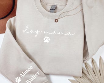 Personalized Dog Mama Sweatshirt, Custom Dog Mom Hoodie, Dog Owner Outfit, Dog Mama Clothings, Dog Mom Birthday Gift, Happy Mothers Day Gift