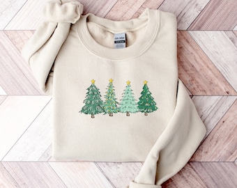 Green Tree Christmas Sweater, Christmas Sweater, Christmas Crewneck, Christmas Tree Sweatshirt, Holiday Sweaters for Women, Winter Sweatshir