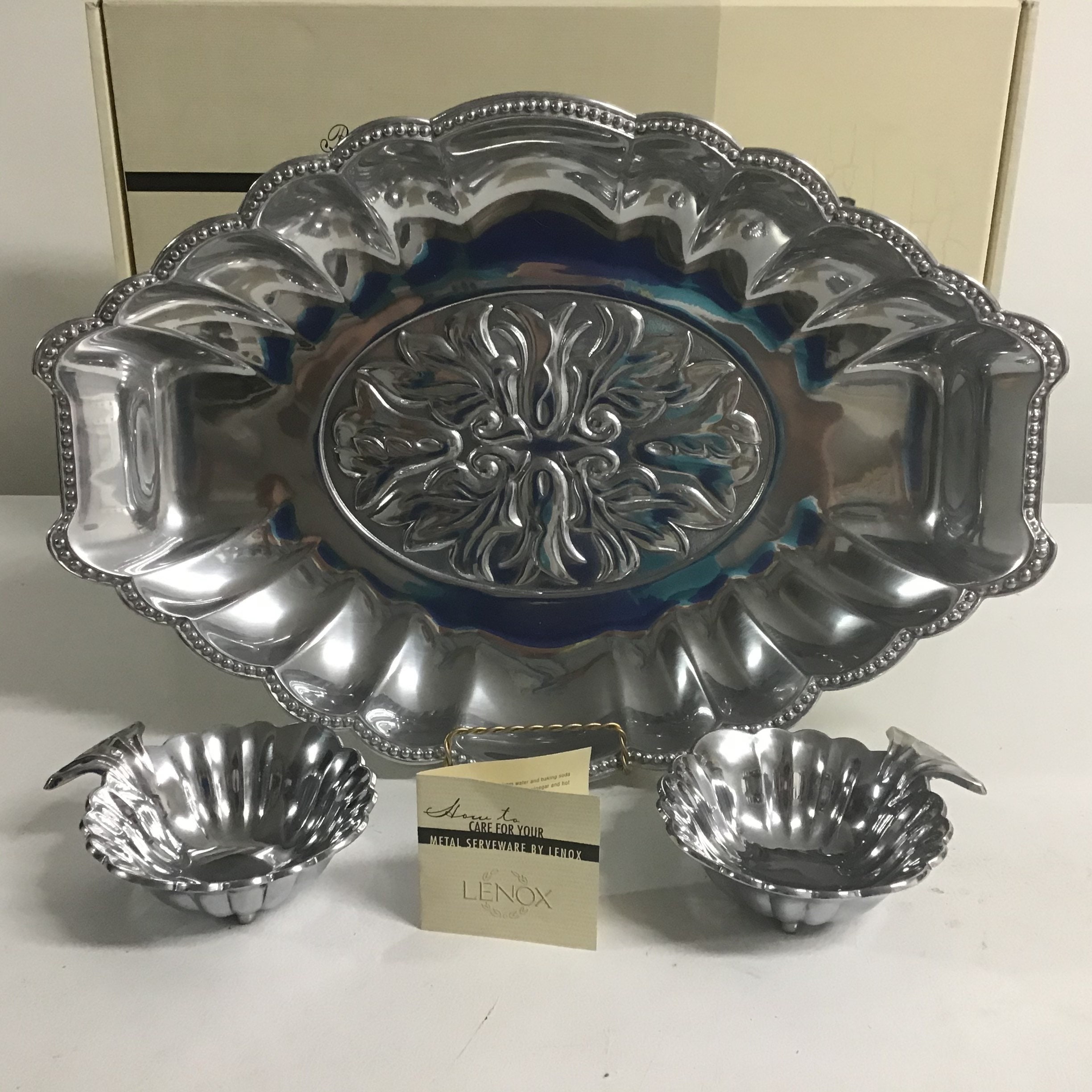 LENOX Butler's Pantry Three 3 Piece Chip &Dip Serving Set Etsy