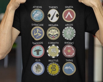Greek Hoplite Shields - Ancient Greek Aspis Shields - Greek Phalanx T-Shirt