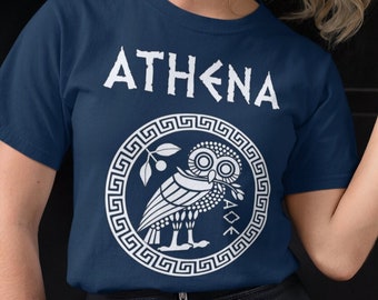 Athena Greek Goddess of Wisdom and War Athenian Owl Symbol T-shirt