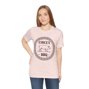 Circe's BBQ - The Odyssey - Funny Greek Mythology T-shirt Soft Pink