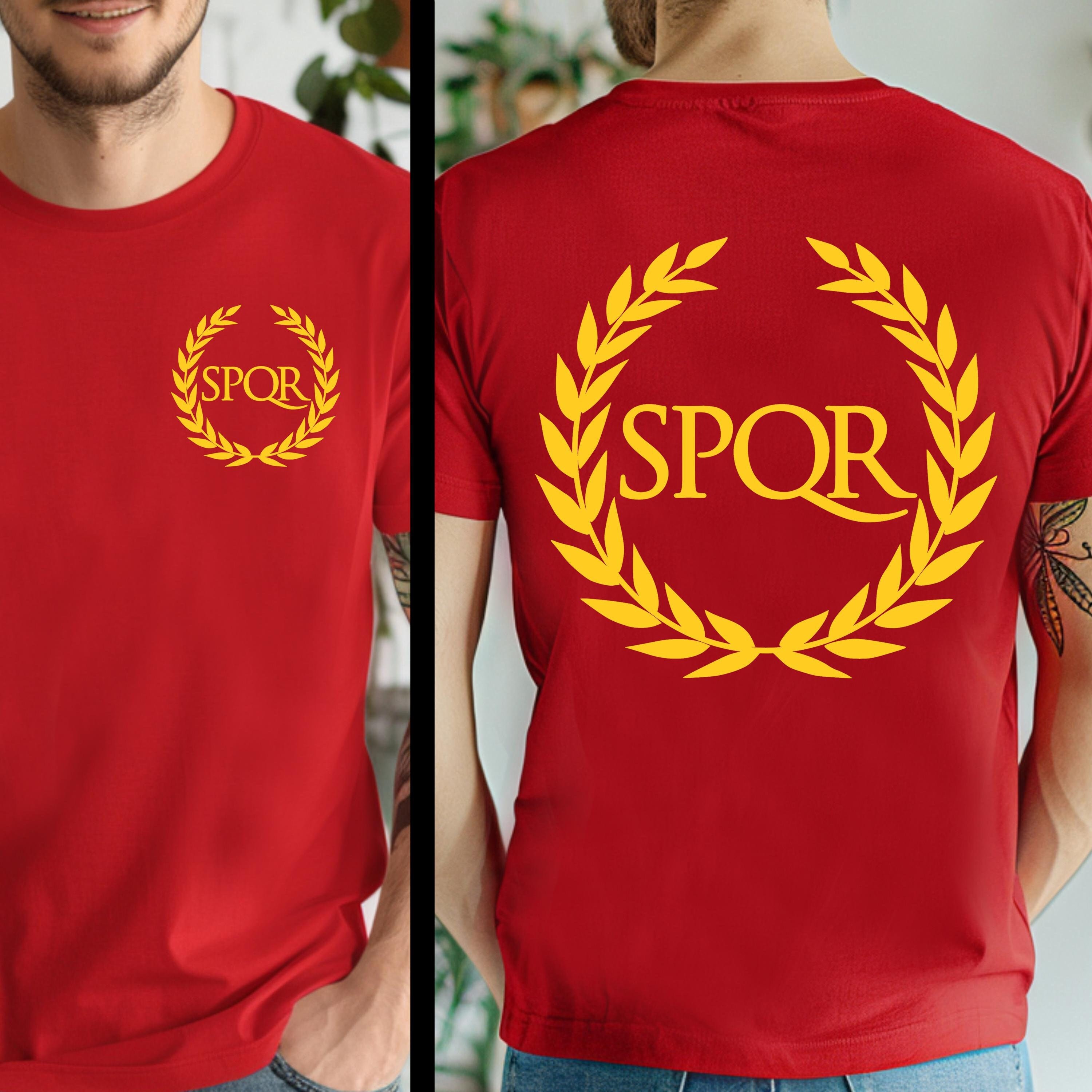 Maglietta SPQR Roma Antica Per Uomo – Casco Romano Stampato, Idea Regalo, Bianco, Taglia S