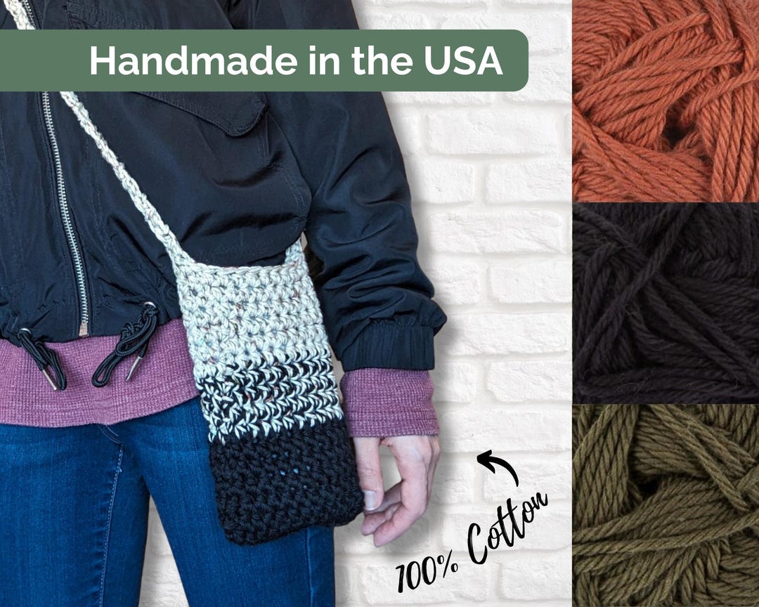 COTTON CROSSBODY BAG Modern Crochet Purse Ombre Over the Shoulder Water