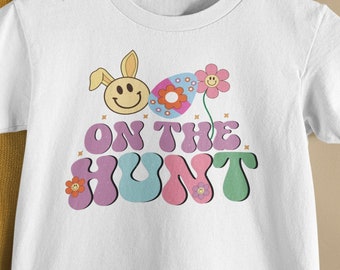 Huevo de Pascua en la caza Caza de huevos de Pascua Niños Camiseta de algodón pesado