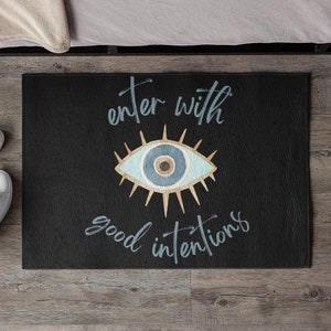 Gift for Spiritual Person Nazar Enter With Good Intentions Evil Eye Nazar 2ftx3ft Outdoor Rug Welcome Mat