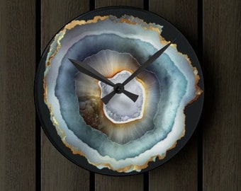 Gift for Geode Lover Geode Print Acrylic Crystal Lover Agate Geode Unique Acrylic Wall Clock