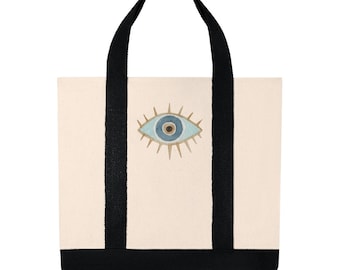 Gift for Spiritual Person Nazar Aesthetic Evil Eye Canvas Tote Bag Aesthetic Evil Eye Nazar Shopping Tote Canvas Tote Beach Tote Bag