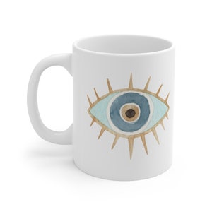 Gift for Spiritual Person Nazar Evil Eye Ceramic Mug 11oz