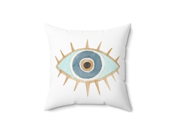 Gift for Spiritual Person Nazar Evil Eye Square Pillow