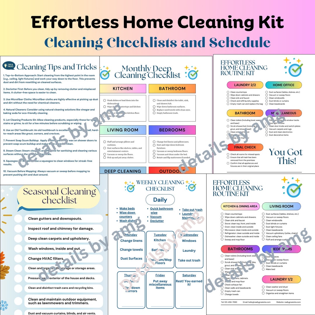 Cleaning Checklist ADHD Checklist Easy Home Checklist Etsy