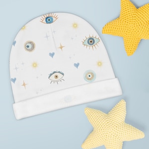 Chapeau de bébé Evil Eye, Bonnet de bébé Evil Eye, Chapeau d’hôpital pour bébé Evil Eye, Chapeau de bébé Nazar, Cadeau spirituel pour cadeau de bébé Nouveau-né Coming Home Outfit