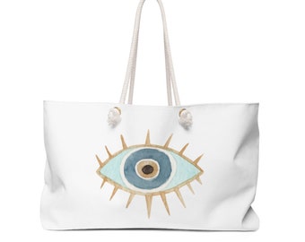 Gift for Spiritual Person Nazar Aesthetic Evil Eye Canvas Tote Bag Evil Eye Nazar Weekender Bag