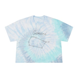Geschenk für spirituelle Person Nazar Zwilling Sternzeichen Frauen Tie-Dye Crop Tee