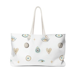 Ästhetischer Schutz Evil Eye Canvas Tote - Stilvolle Weekender & Reisetasche für jeden Anlass Nazar Strandtasche Tragetasche Krankenhaustasche