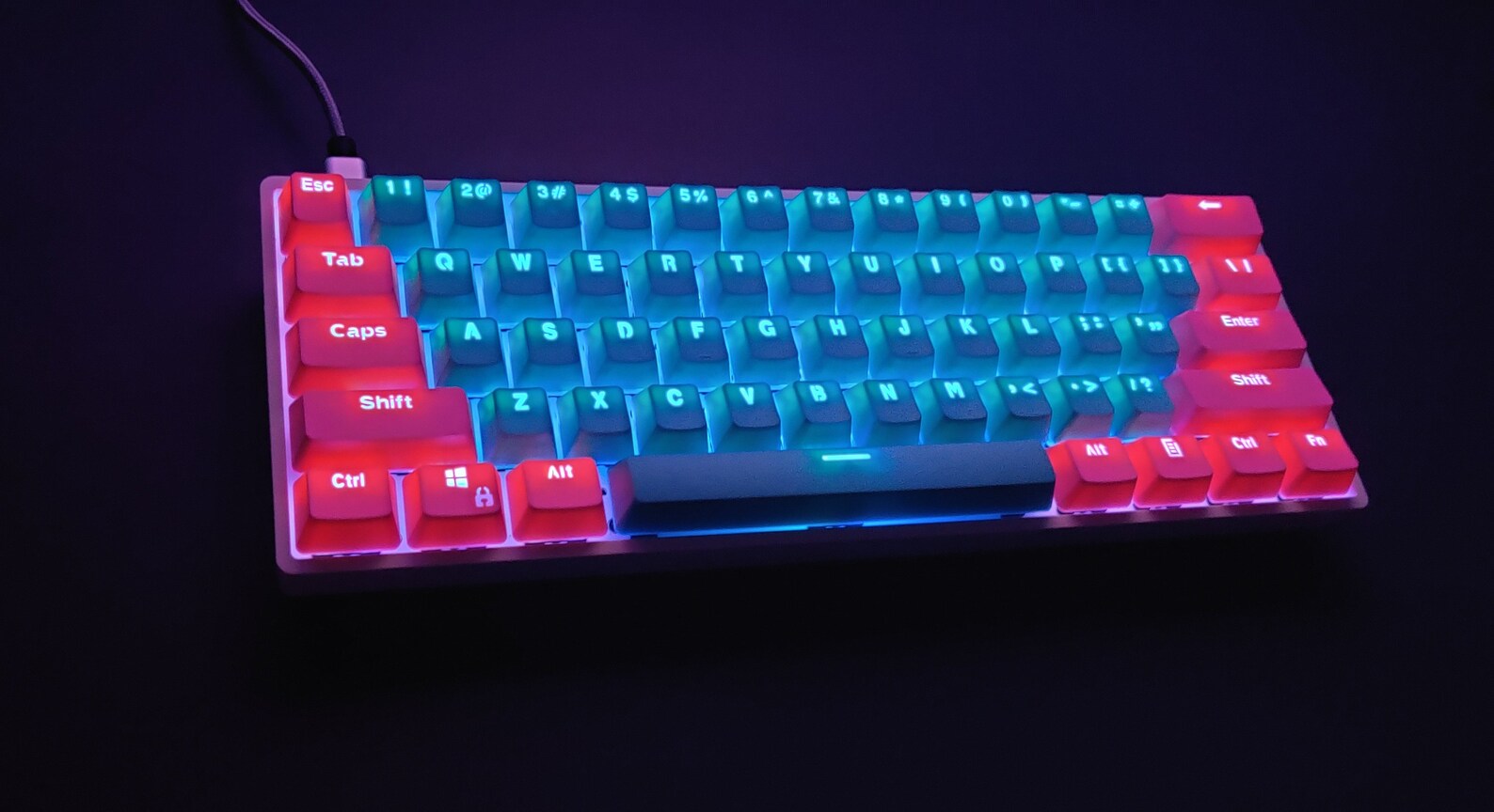Mechanical keyboard 60 PBT cyan pink keycaps Etsy