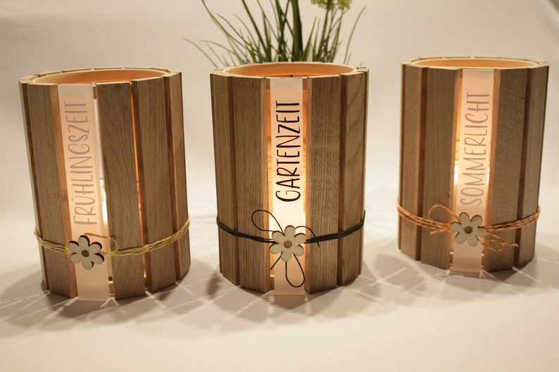 Decorative lamp/lantern/table lantern made of oak blocks image 2