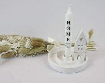 Candle plate with house and candle