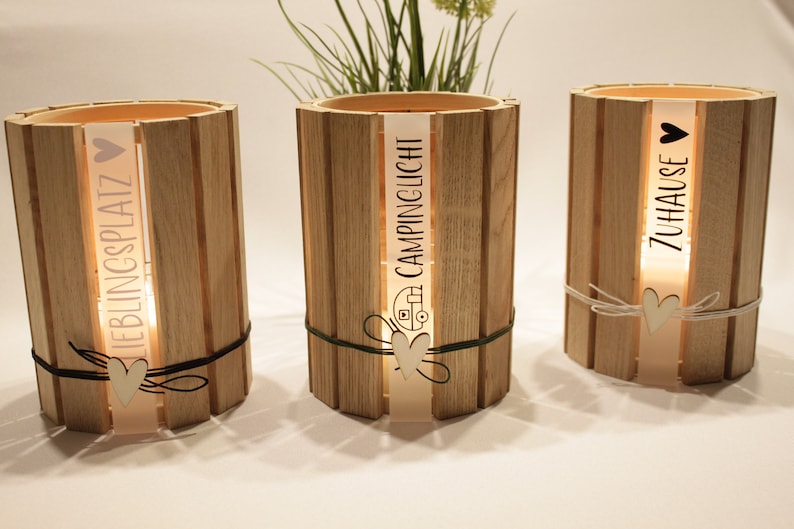 Decorative lamp/lantern/table lantern made of oak blocks image 1