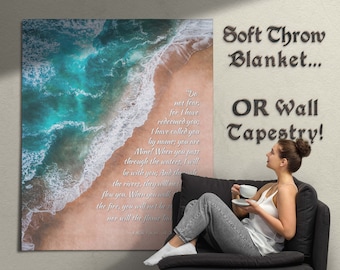 Deep Waters | Isaiah 43:1-2 | Ocean Design | Custom Throw Blanket