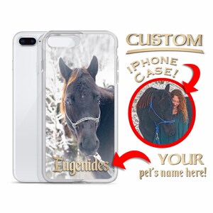 Gepersonaliseerde iPhone Case | Uw foto + aangepaste tekst | Paarden ontwerp | Alle maten- 7/8, 7+/8+, 11, 11 Pro, 11 Pro Max, 12, 12 Pro, 12 Pro Max, SE