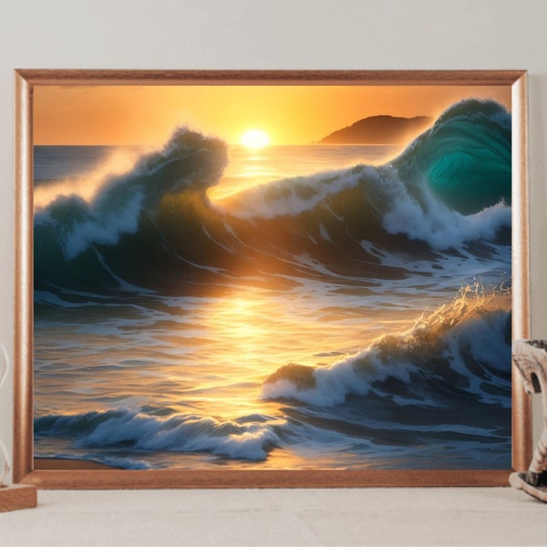 Sun Rise Beach Ocean, Beach Photography, Beach Coastal, Beach House Decor, Sea Photography, Printable Art