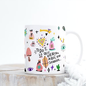 Digital template for sublimation on mugs - Sublimation mug - Healing affirmations, mug design template, gift sublimation