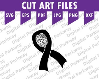 Brain Cancer Ribbon - Art & Cut Files