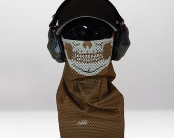 Ghost Coyote Brown Airsoft Face Protection Snood - Breathable Anti-Fog Mesh Mask, MK3 & MK3 Mini, Made in UK