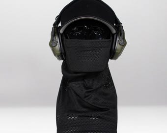 Black Airsoft Face Protection Snood - Breathable Anti-Fog Mesh Mask, MK3 & MK3 Mini, Made in UK