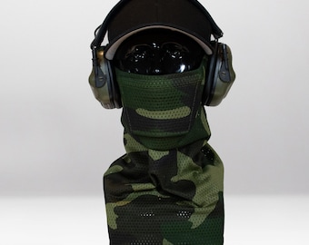 Dark Woodland Airsoft Face Protection Snood - Breathable Anti-Fog Mesh Mask, MK3 & MK3 Mini, Made in UK