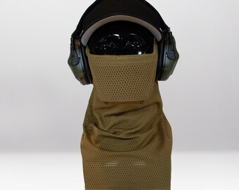 Coyote Brown Airsoft Face Protection Snood - Breathable Anti-Fog Mesh Mask, MK3 & MK3 Mini, Made in UK