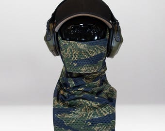 Jungle Tiger Stripe Airsoft Face Protection Snood - Breathable Anti-Fog Mesh Mask, MK3 & MK3 Mini, Made in UK