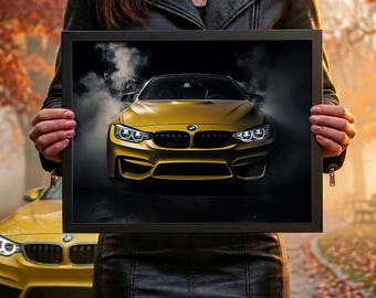Car Wall Art Printable BMW M4 Sports Car Poster Instant Download, Automotive Home Decor Gift for Men Garage Print