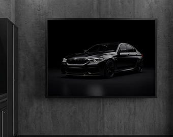 BMW M5 F90 Poster-Kunstdruck | Schwarzer Sportwagen – Digitaler Download | Perfekt für die Männerhöhle | Druckbare Auto-Kunst