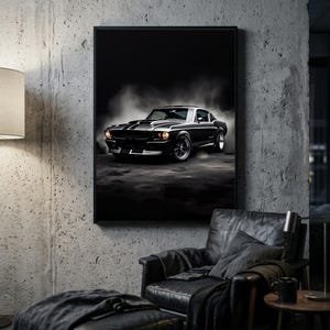 Lámina decorativa para pared con diseño de coche, póster del Ford Mustang Shelby GT500 clásico de 1967, descarga instantánea, regalo de decoración para garaje para hombres.