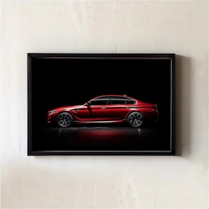 Car poster BMW M5 F90 Red Luxury Digital print Artwork Fast car Poster Printable Wall Art Gift for car lover Wall hanging Decor
