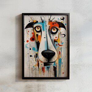 Póster de animales, decoración de pared, impresión de perro peculiar y divertido, arte de pared minimalista, figuras de perros simplificadas, arte de tira cómica, colgante de pared